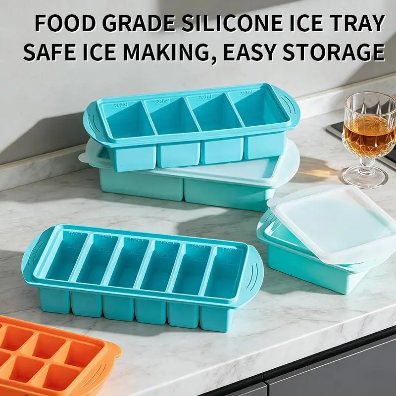 BPA Free Food Grade Silicone Freezer Tray 7 Compartment Stackable Leak Proof Lid for Meal Prep Soup and Baby Food Storage