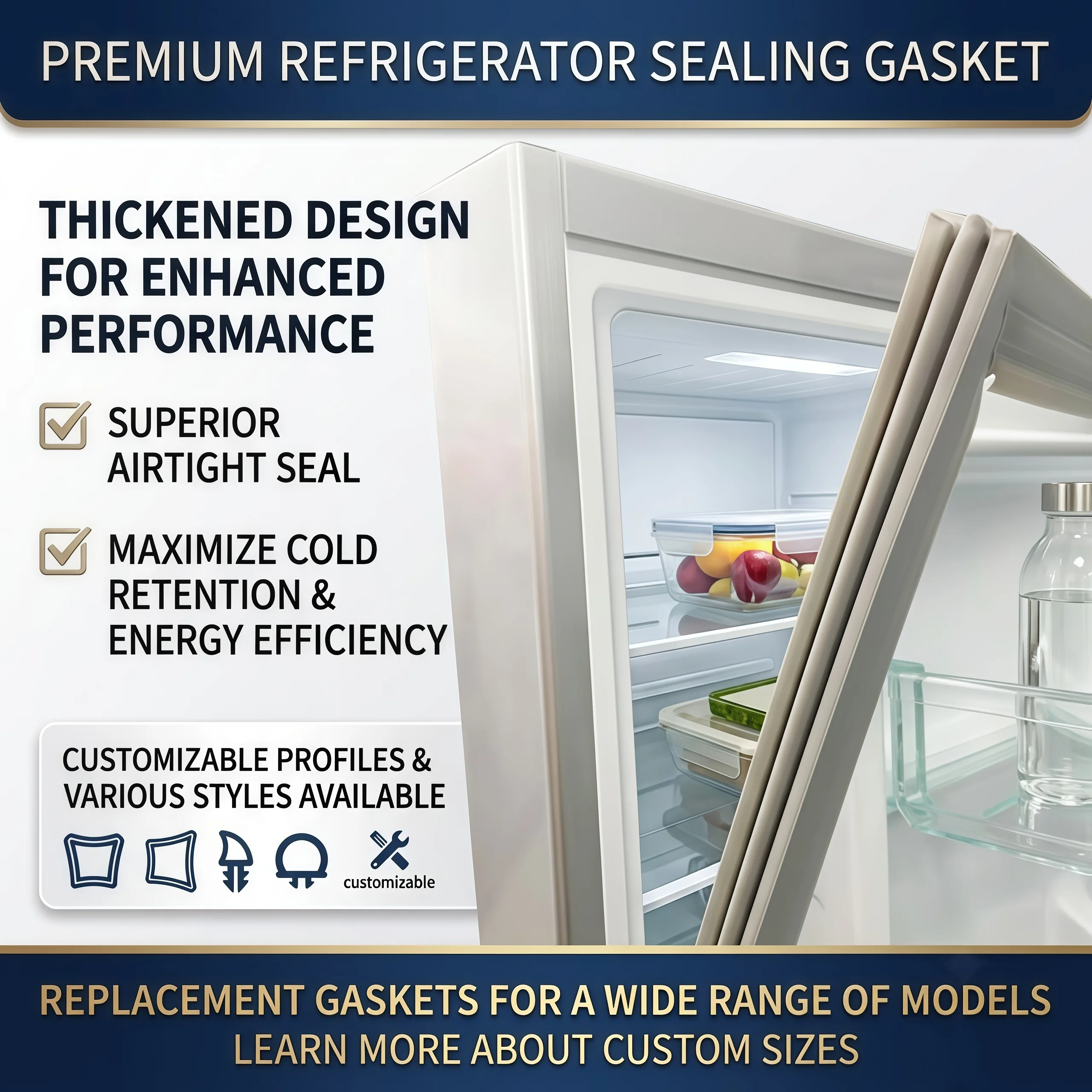 4M Custom PVC Refrigerator Seal Strip Magnetic Door Gasket for Home Fridge Freezer Universal Weatherstrip Replacement