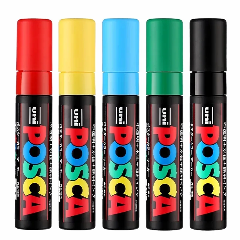 PC-17K Uni Posca Marker Pen,15MM Nib Waterborne Pigment 8 Colors POP Poster Advertising/Graffiti Marker Paint Pen Bright Colores