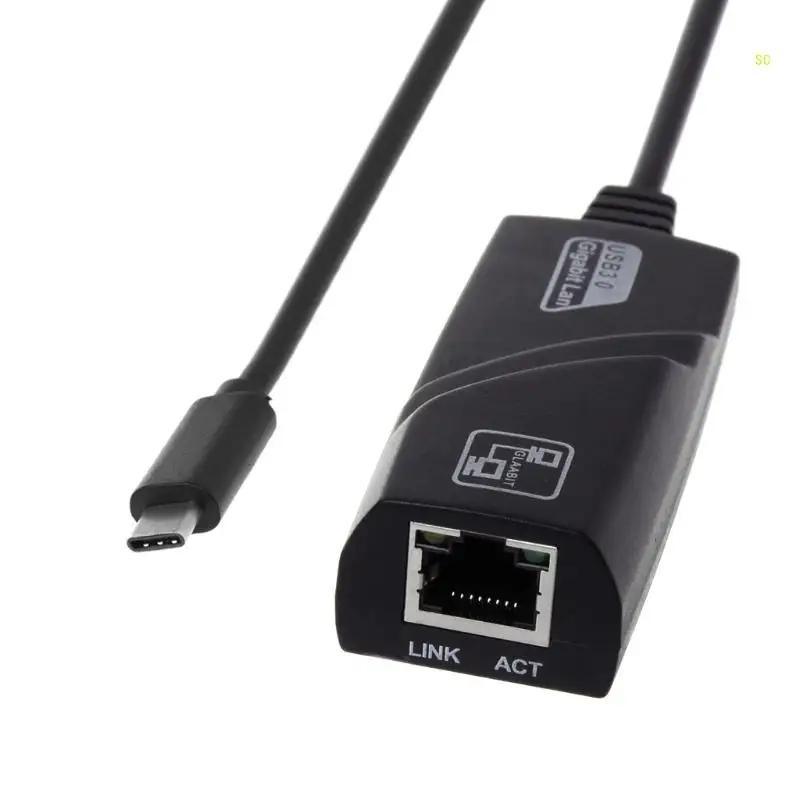 USB ประเภท C 3.1 RJ45 LAN Ethernet Converter อะแดปเตอร์ USBC ถึง 100/1000M Gigabit ภายนอกปลั๊กเครือข่ายแบบมีสายสำหรับ PC