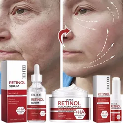 Retinol Wrinkle Remover Face Set Instant Firming Lifting Anti-Aging Serum Fade Fine Lines Whitening Korean Skin Care Products