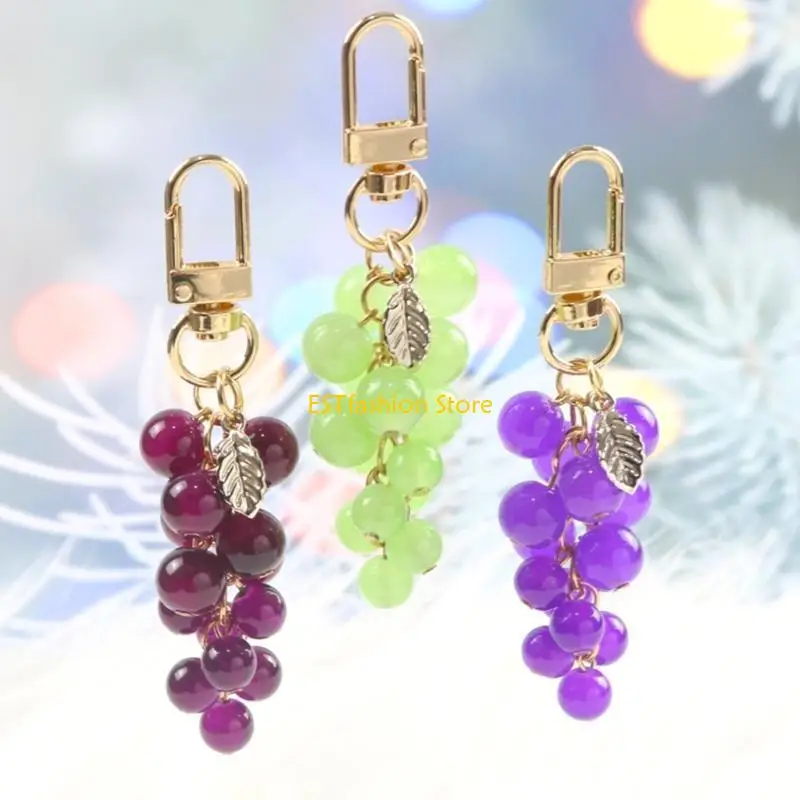 Y5GC 3D Grape Pendant Keychain Simulated Fruit Keychain Perfect Bag Charm Backpack Ornament Jewelry for Women and Girls