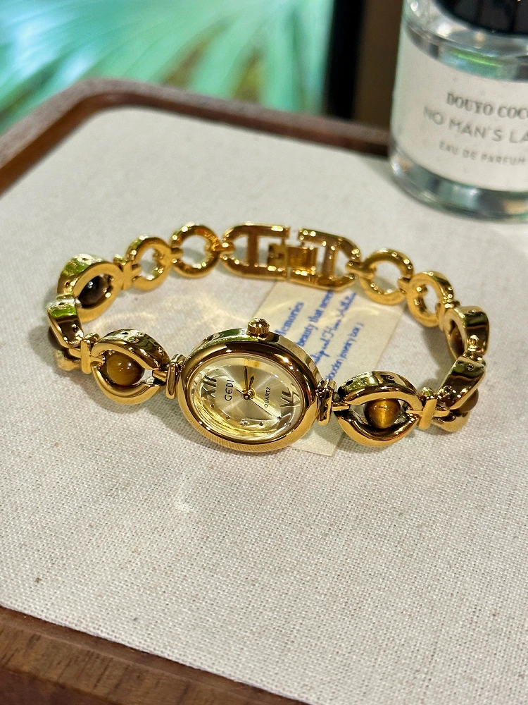 

Original luxury women's watch women's bracelet light luxury women's amber gold 2025 new retro style gift high-end watch