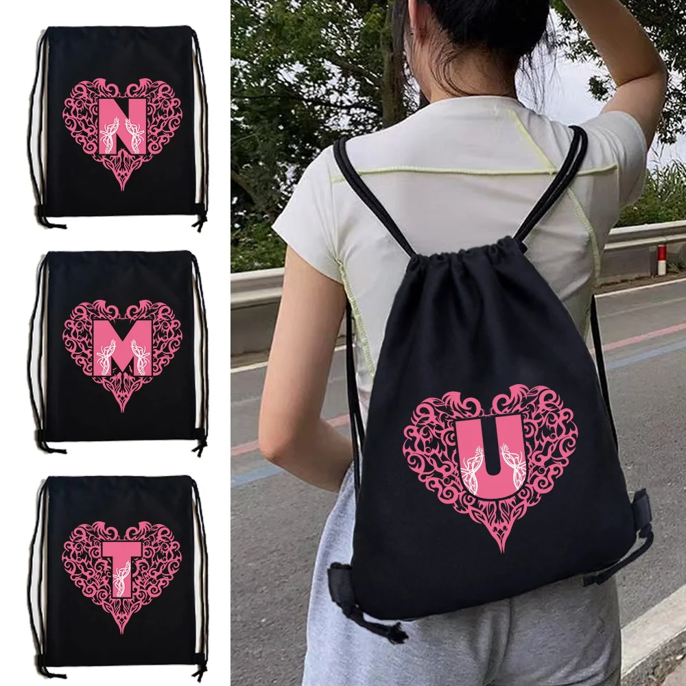 Backpacks for Women Sports Gym Bag Casual Double Shoulder Bag Canvas Backpacks Organizer 2024 Love Letter Printing Series