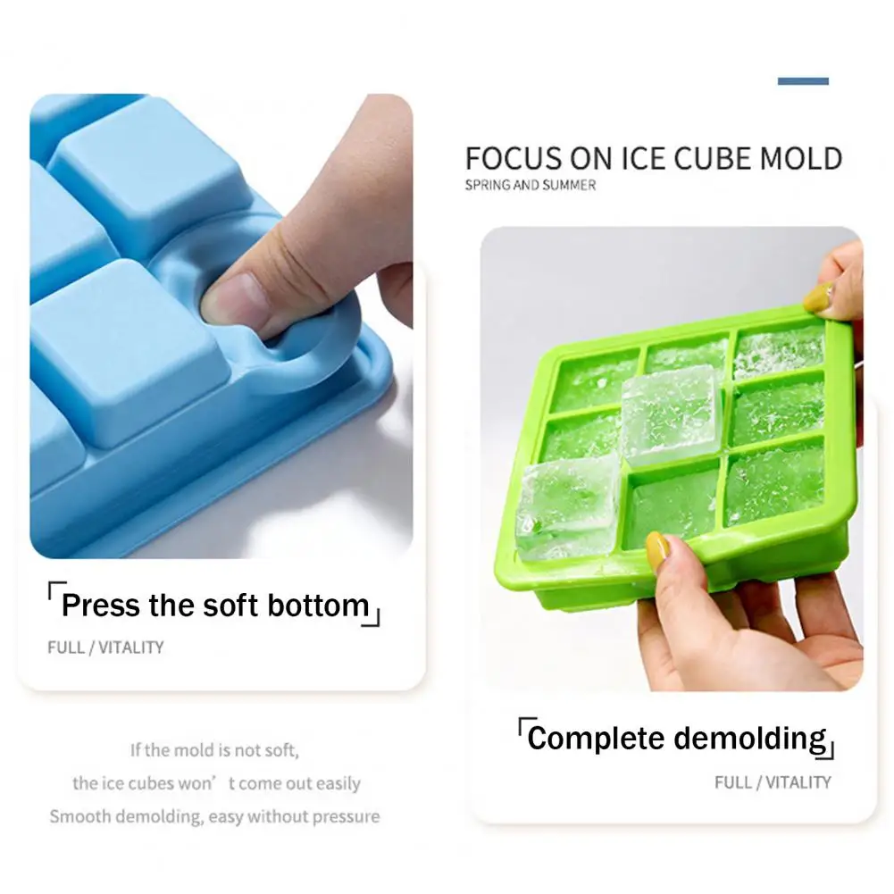 Soft Bottom Ice Mold Silicone Ice Cube Mold with Lid Leak-proof Stackable Ice Tray for Whiskey Cocktails Durable Easy-release