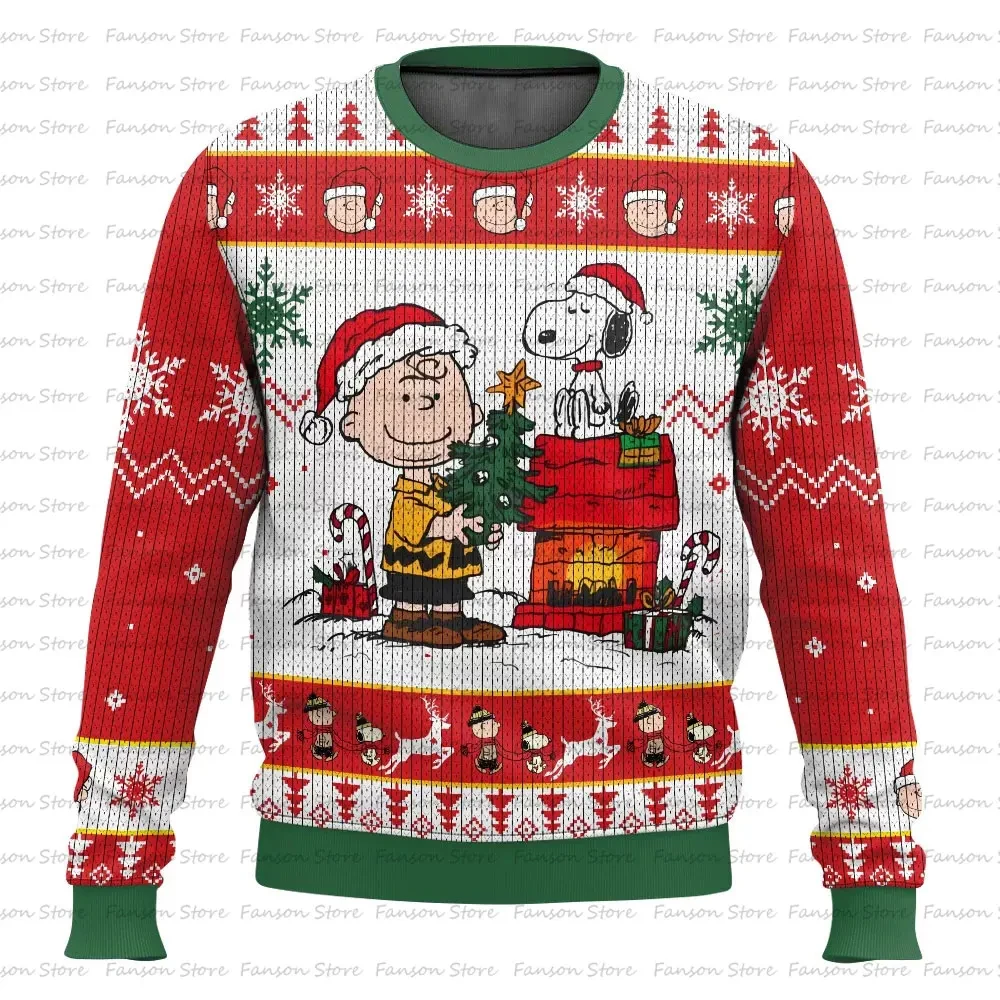 Charlie Brown And Snoopy Ugly Christmas Sweater Cartoon Anime Men Women Pullover Tops 2025 New Fashion Sweatshirt Hoodie