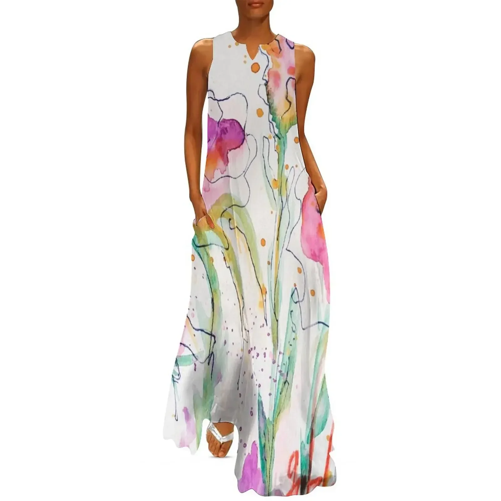 

Flower Splash Long Dress dresses for women 2025 Dress woman beach outfits for women dresses for special events Dress