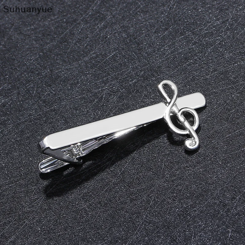 Mode hommes Note musicale pince à cravate argent affaires cravate déclaration décor bijoux