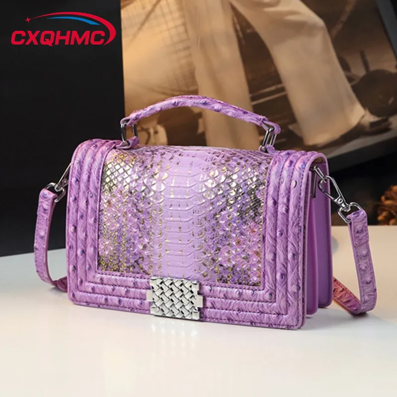 2024 New Luxury Fashion Women's Handbags Genuine Leather Small Shoulder Crossbody Bag Senior Sense Snake Print Bags