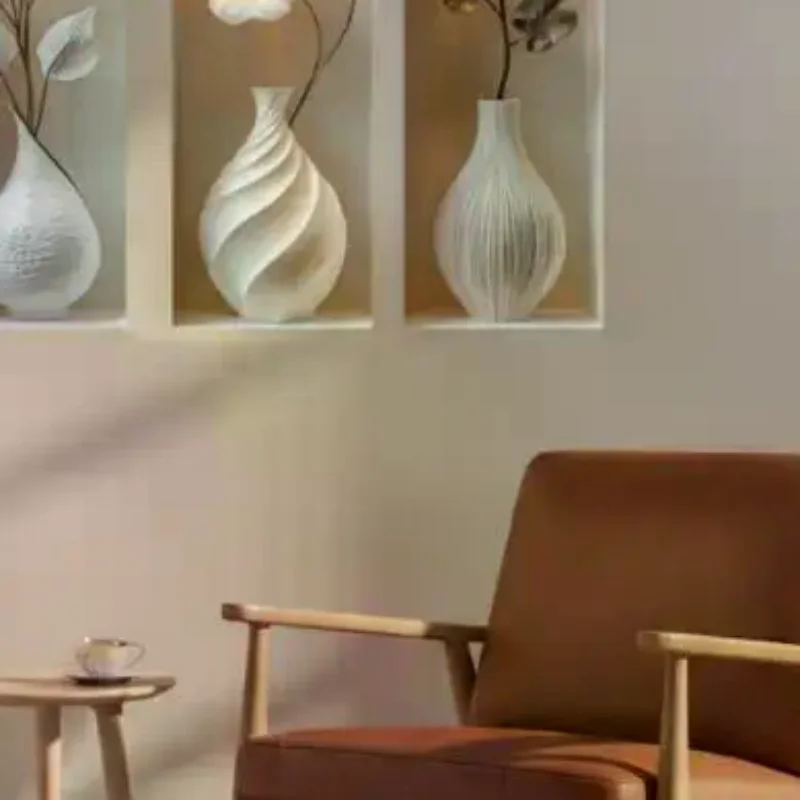 3D PVC Faux Vase Wall Decal Removable Eco-Friendly Niche Sticker for Housewarming Gift Home Decor Use