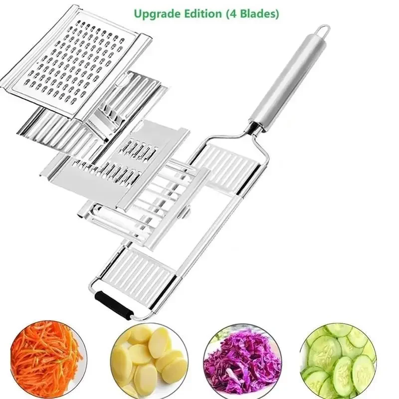 

4 in1 Vegetable Slicer Stainless Steel Shredder Cutter Multi-Purpose Vegetable Slicer Cuts Set Manual Fruit Carrot Potato Grater