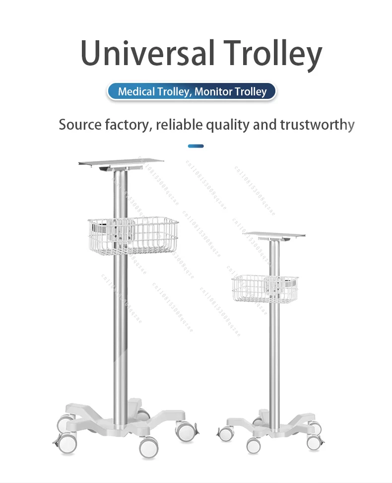 Aluminum Alloy Medical Trolley with Bottom Sink Support Mobile Monitor Hospital Trolley for Healthcare Professionals
