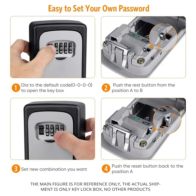 

HRBAJ-Key Lock Box Wall Mounted, 4 Digit Combination Lockbox For Outside 5 Keys Capacity(Gray, 2 Pack)