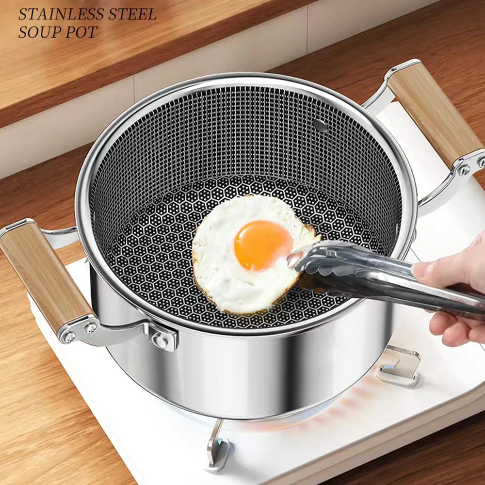 Edelstahl Waben Antihaft-Topf Suppentopf mit Deckel Home Küche Hot Pot Induktionsherd Gasherd Universal Bratpfanne