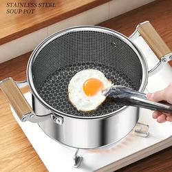Stainless Steel Honeycomb Non-stick Pot Soup Pot with lid Home kitchen Hot Pot Induction Cooker Gas Stove Universal Frying Pan