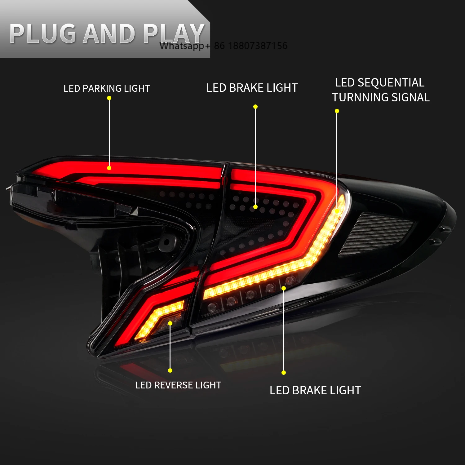 

Archaic LED Rear Lamp for C-HR Led Taillights 2016-up with DRL+Brake+Park+Signal Lights forToyota CHR Taillamp