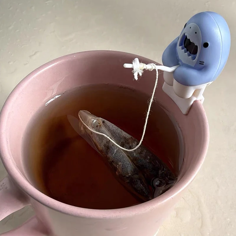 Little Shark Tea Infuser Shark Shaped Cup Edge Hanging Herbal Tea Bag Coffee Filter Diffuser Strainer Reusable Tea Accessories