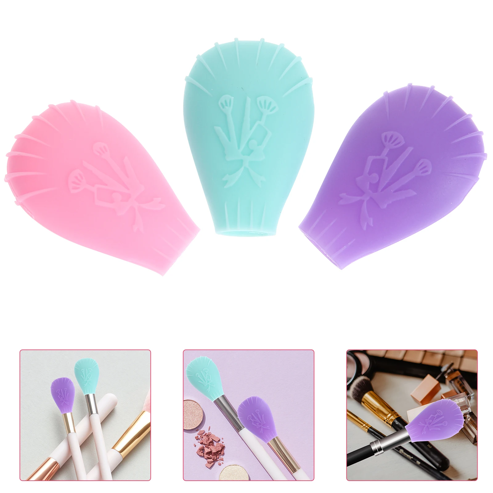 3Pcs Silicone Makeup Brush Covers Travel Size Protective Caps for Bristle Protection on The Go Makeup Brush Holder Set