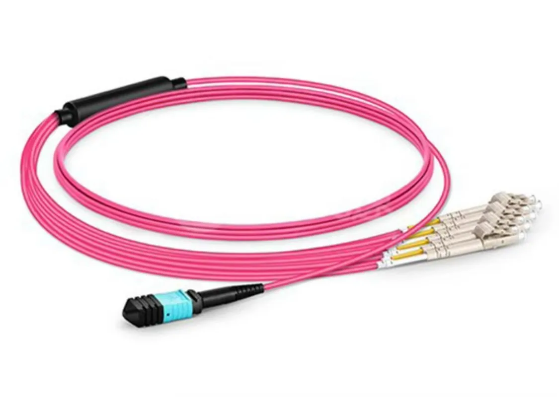 OM4 MPO-LC Multimode Fiber Optic Patch Cable for Data Center Use High Performance Compatible