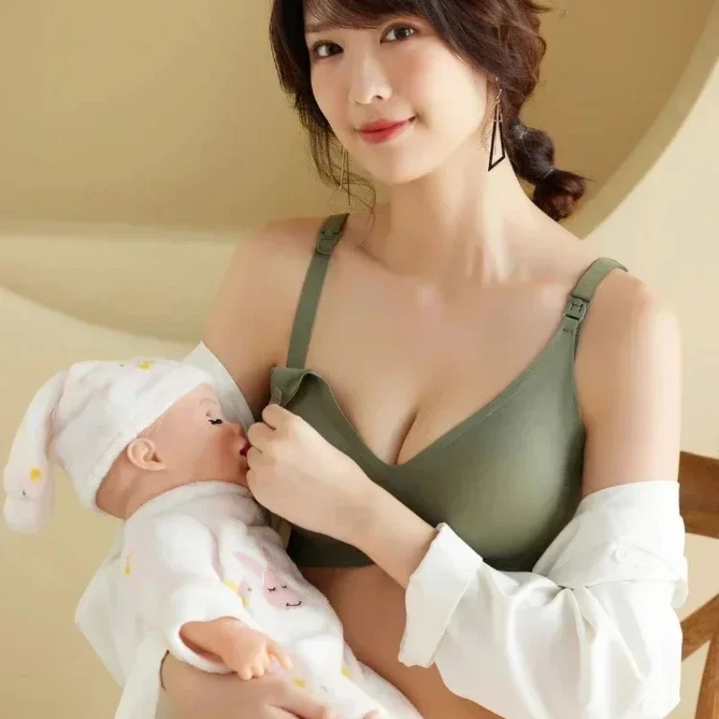 Breast-feeding underwear for pregnant women, ladies, unbutton before breast-feeding large size bra, gathered bra in summer.