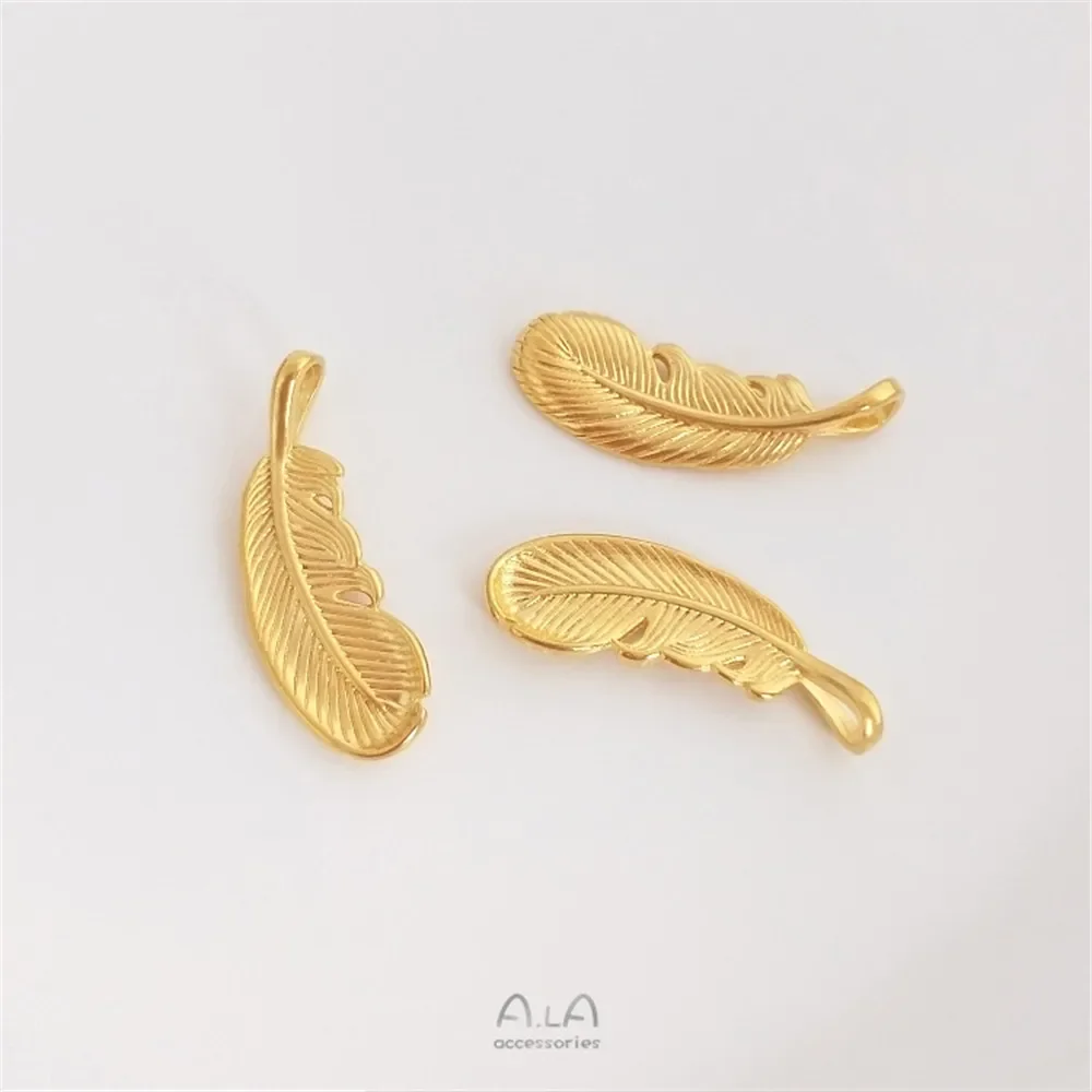 

Vietnam Placer gold big hole lotus plum flower separated beads Lu Tong accessories feather pendant DIY bracelet jewelry