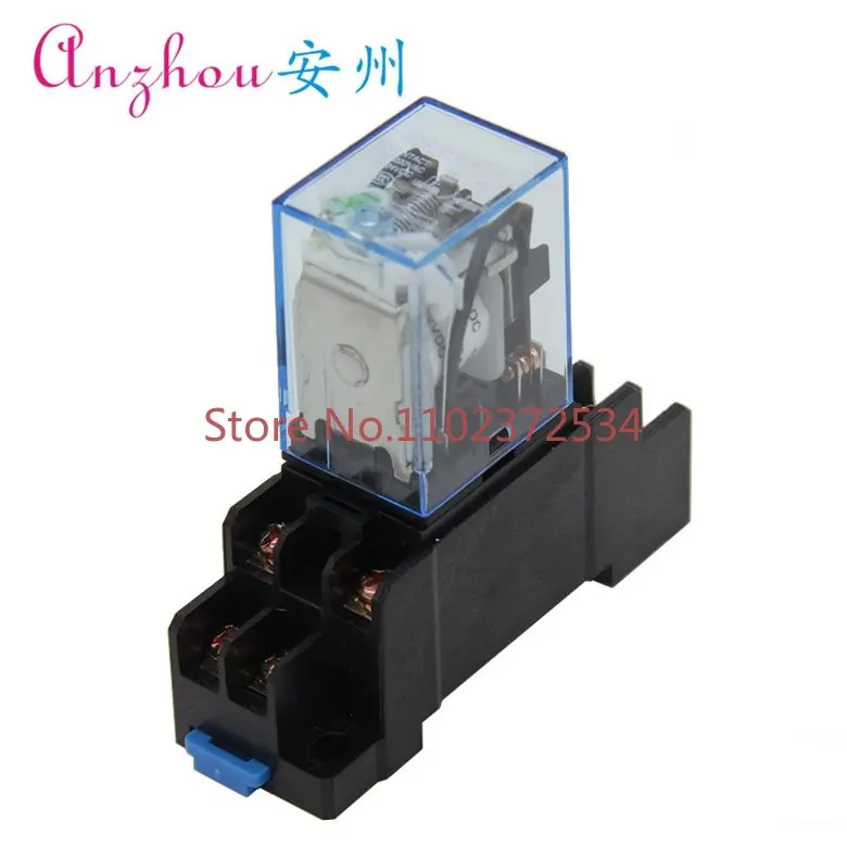 5PCS HH52P MY2 two open and two close small relay DC12V 24V AC220V with base copper point