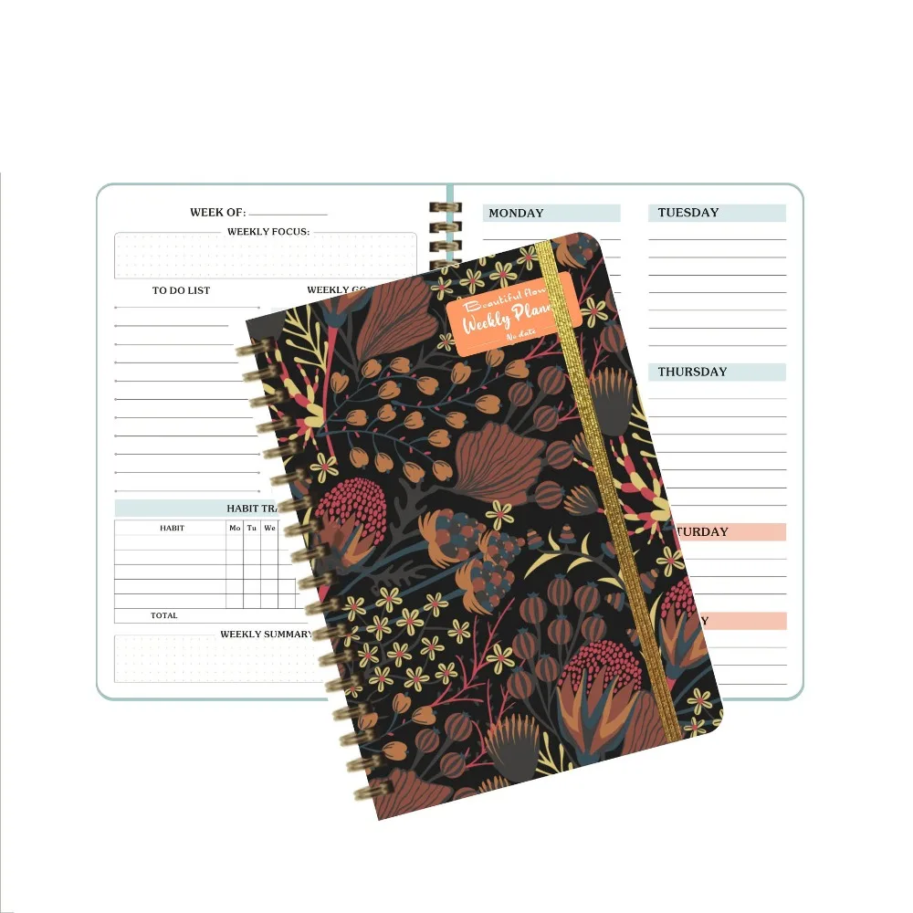

Stationery A5 Weekly Planner Planner Reminder Efficiency Weekly Schedule Book with Straps No Date Coil Notebook Student