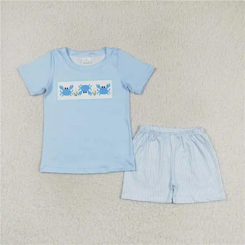 女の赤ちゃんと男の子のための縞模様の服のセット,子供のための夏服,卸売