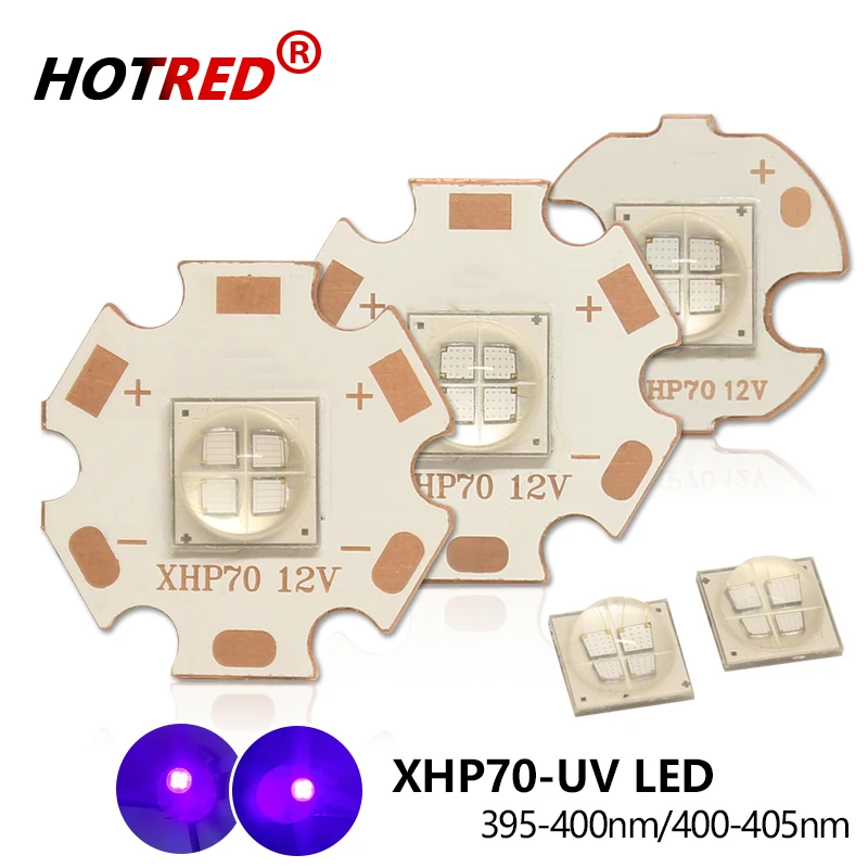 6V 12V UV LED XHP70 10W 12W LG7070 Purple Chip 395nm 400nm 405nm Phosphor Lighting For DIY 3D Printer Curing Medical Nail Dryer