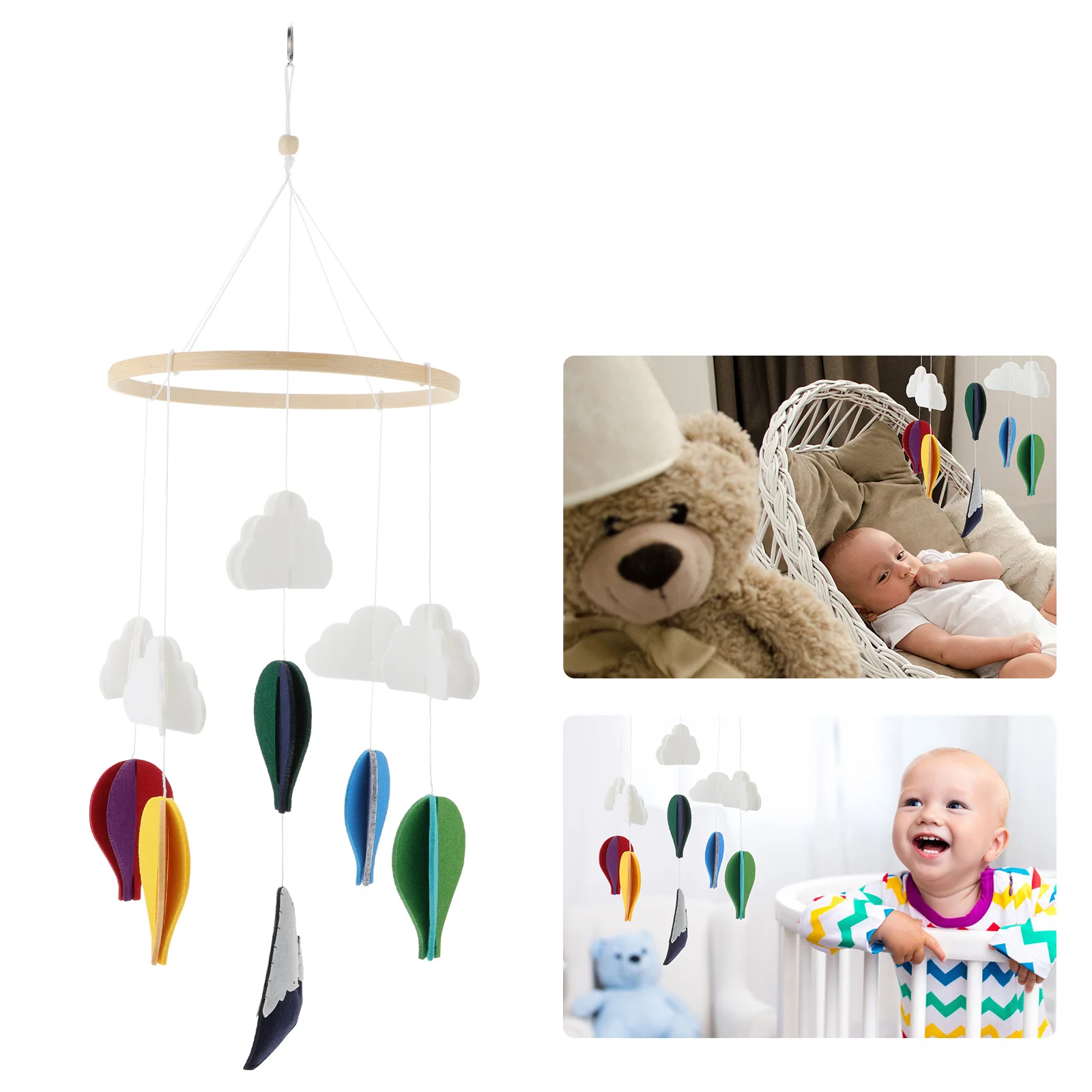 Hot Air Balloon Pendant Baby Bed Wind Chime Mobile Toys Children's Room Newborn Crib Bedside Felt Hanging Rattles Kids