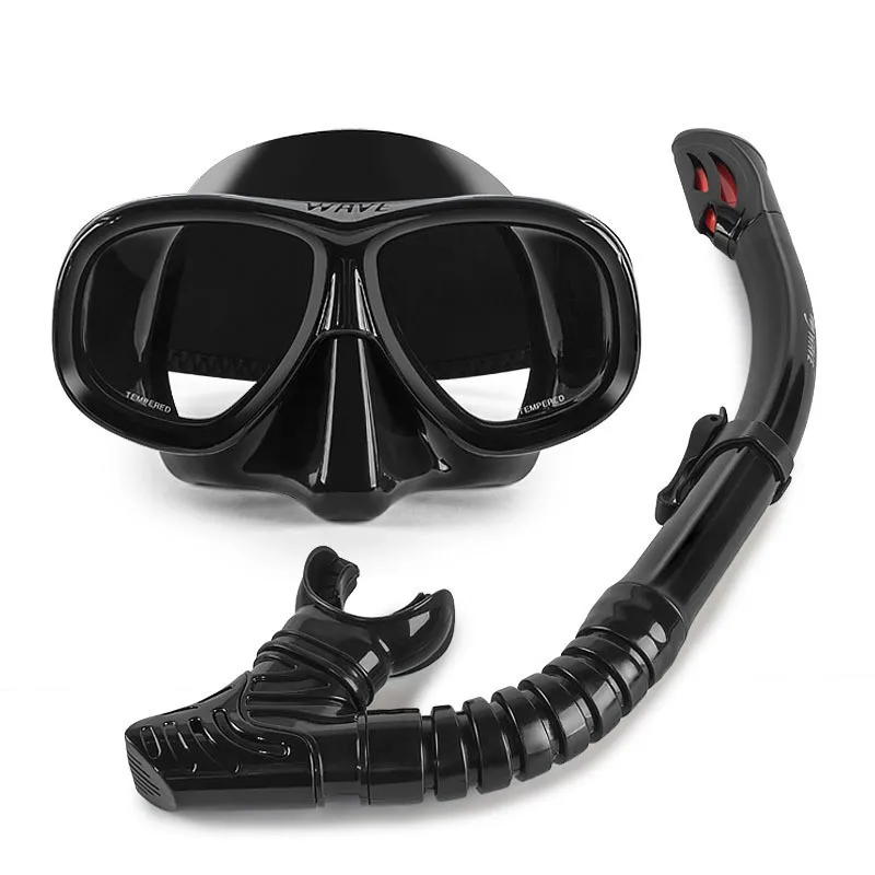 

two-piece silicone full dry breathing tube with large frame fog-proof myopia diving mask