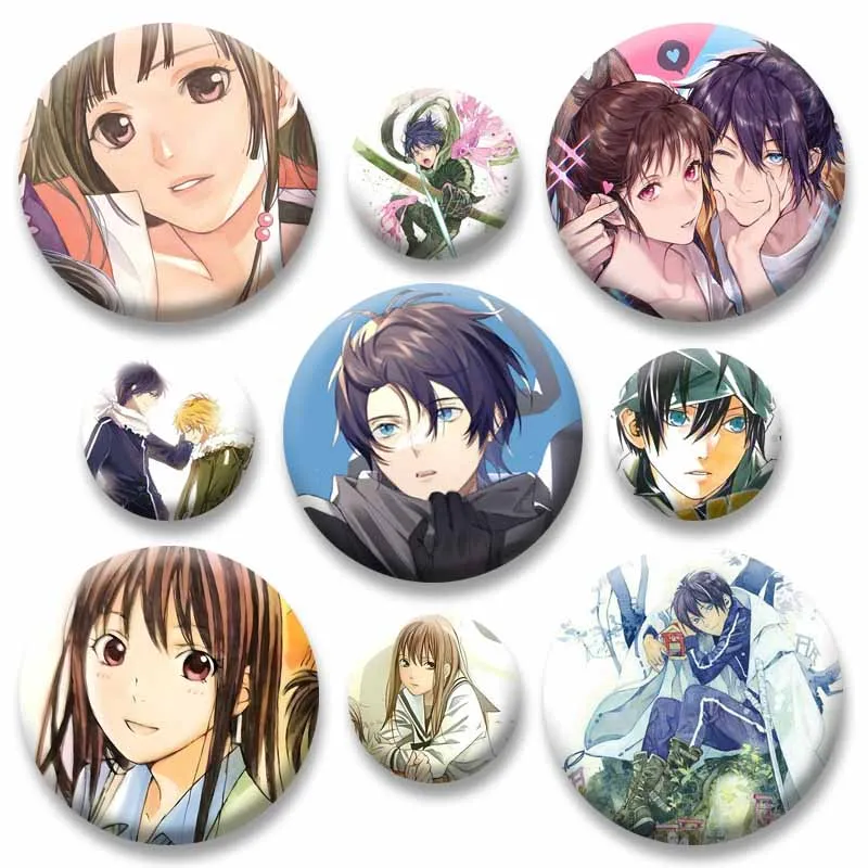 Anime Character Yato Yukine Iki Hiyori Bishamon Badge Handmade Cartoon Lapel Pins Funny Round Brooch Bag Accessories Friend Gift
