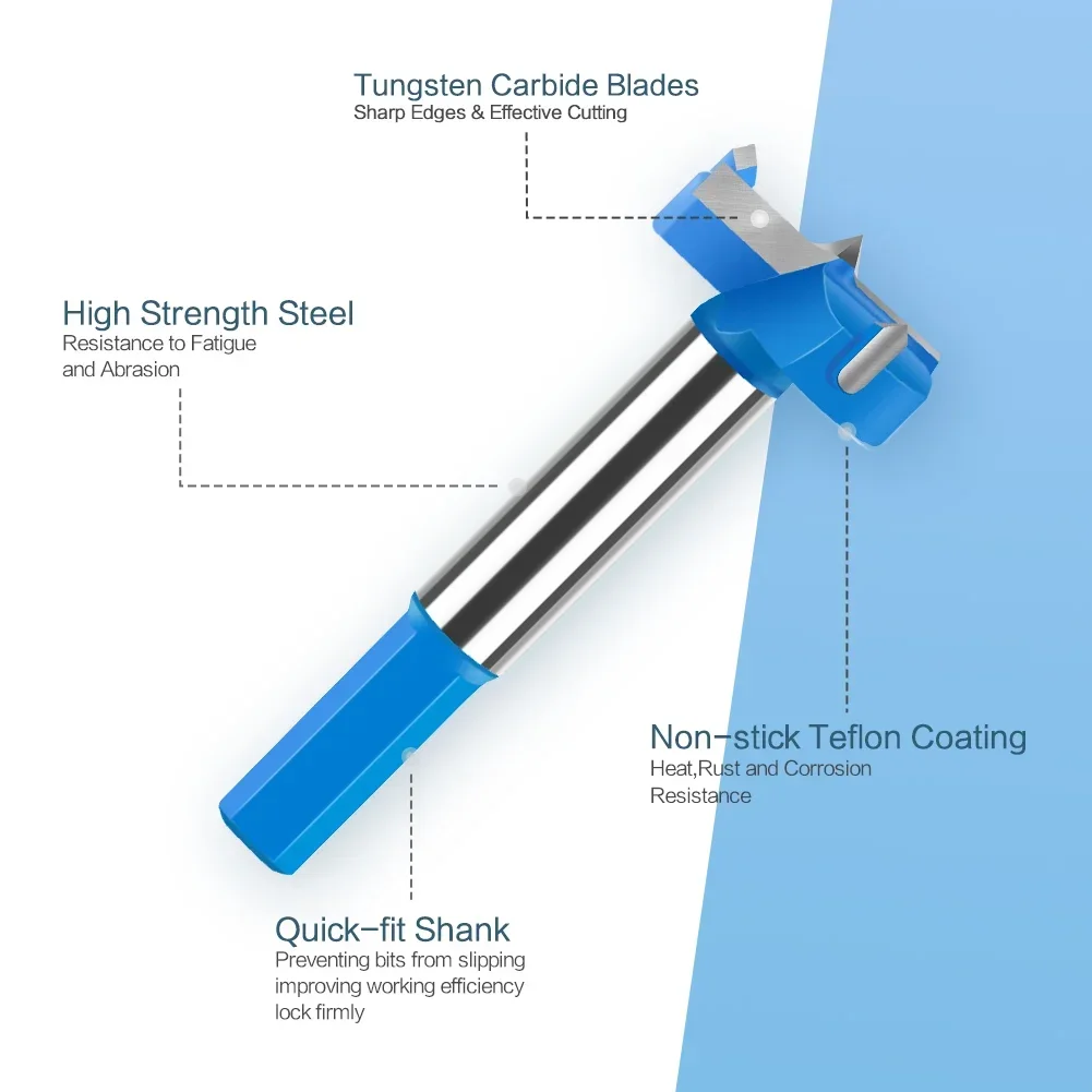 Hex Shank Hinge Boring Drill Bit 16-50mm Hole Saw Cutter Tungsten Carbide Wood Router Bit Woodworking Cutter Tools