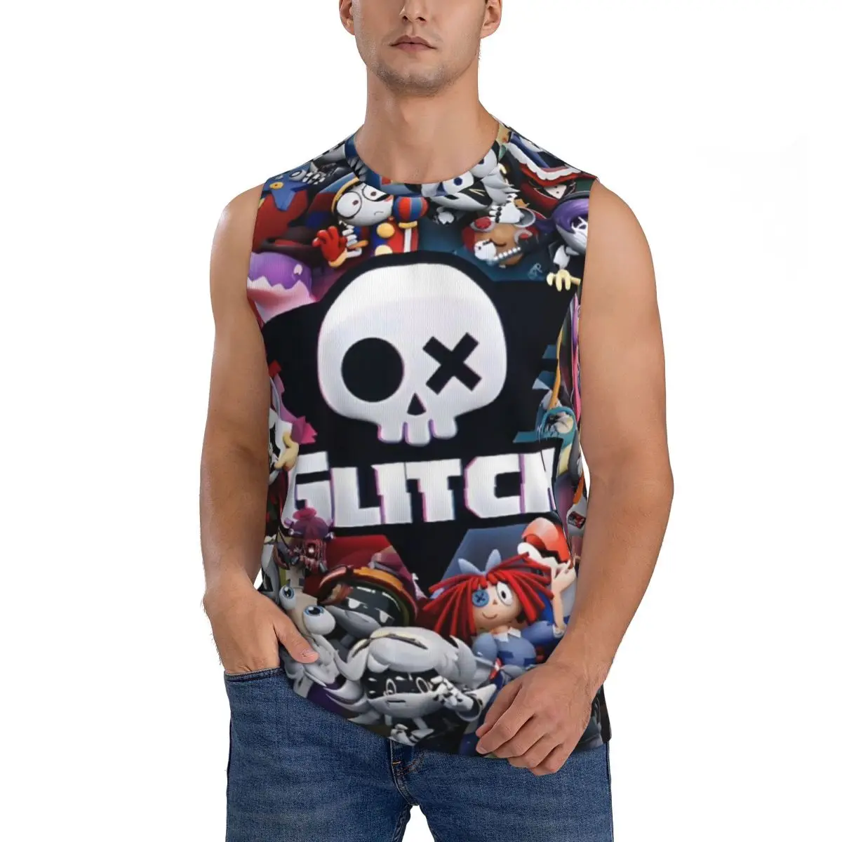 Chibis Murder Drones Uzi Doorman Fuzzy Men Sleeveless Tank Tops Quick Dry Breathable Gym Fitness Running Summer Sport Vest