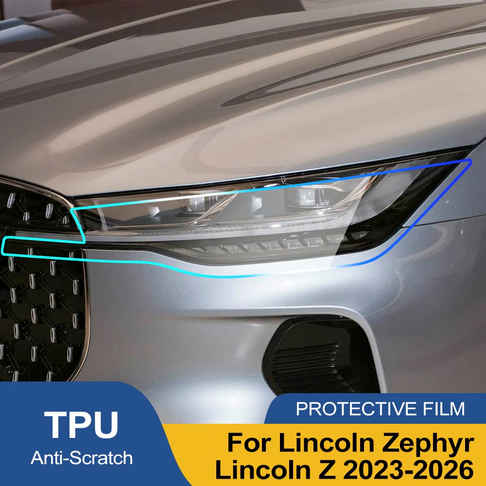 

Высокоглянцевая защитная пленка из ТПУ для фар (дымчато-черная) для Lincoln Zephyr/Lincoln Z 2023-2026, предварительно вырезанный комплект PPF из винила с защитой от царапин