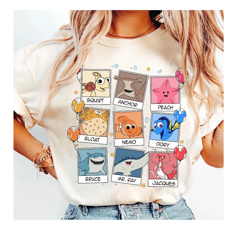 ديزني العثور على نيمو بولارويد صورة تي شيرت العثور على نيمو عيد ميلاد بالون قميص نيمو دوري بخ قميص #2