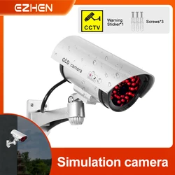 1PC Dummy Security Camera Bullet Fake Surveillance System with Realistic Red Flashing Lights Indoor Outdoor Fake Dummy Camera
