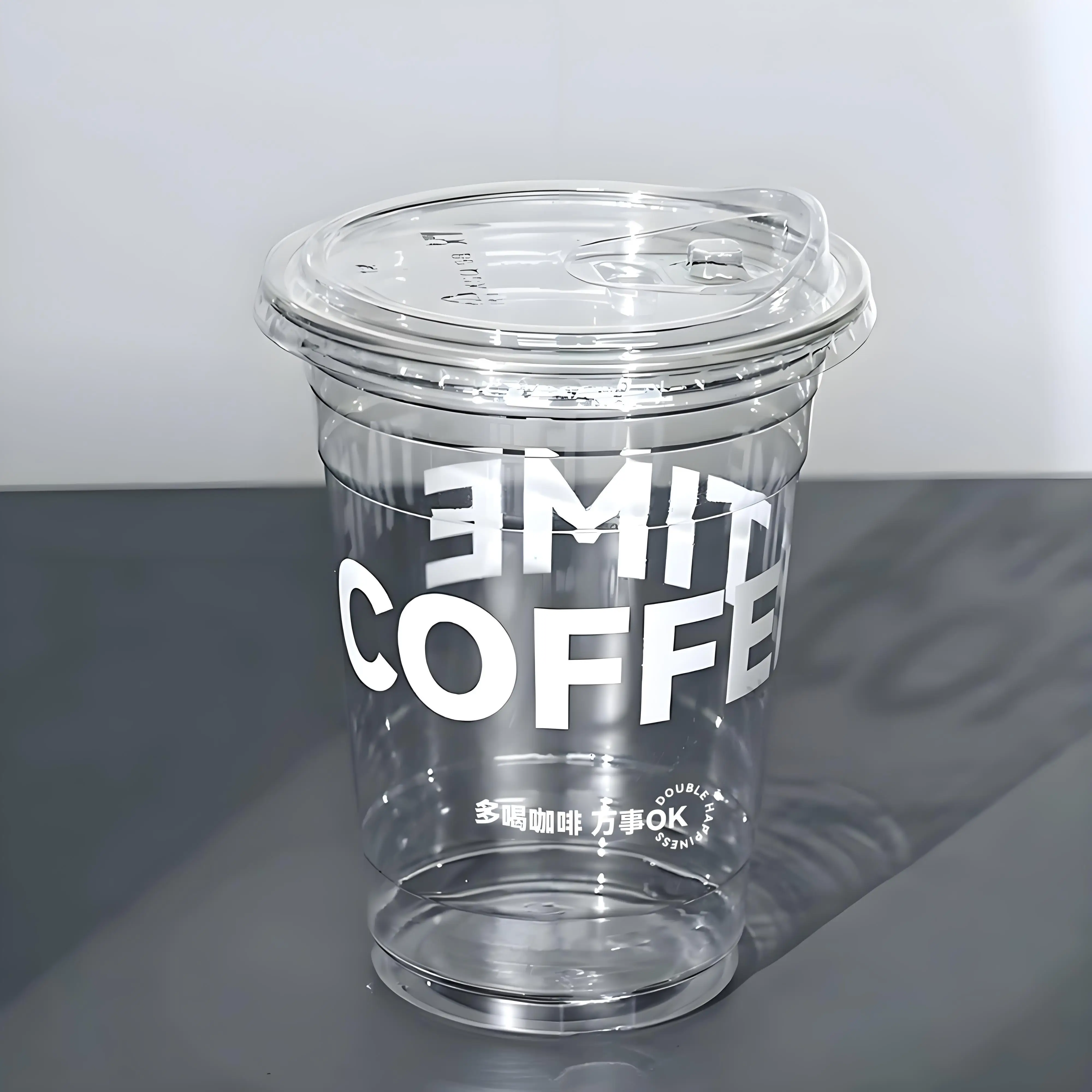 1000pcs 12oz 360ml，14oz 400ml Customized Printed Transparent Plastic Cup, Disposable Cups of Coffee,Juice, Bbeverage, Ice Cubes