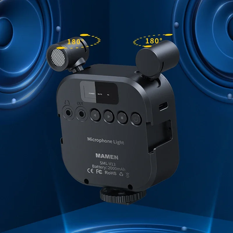 Комплект для видеоблогов MAMEN — светодиодная заполняющая лампа и микрофон для смартфона и камеры