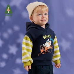 Amila Baby Girl Hoodie 2024 Winter New Fleecing Faux Two-piece Cartoon Pattern Cute Warm   Baby Clothing