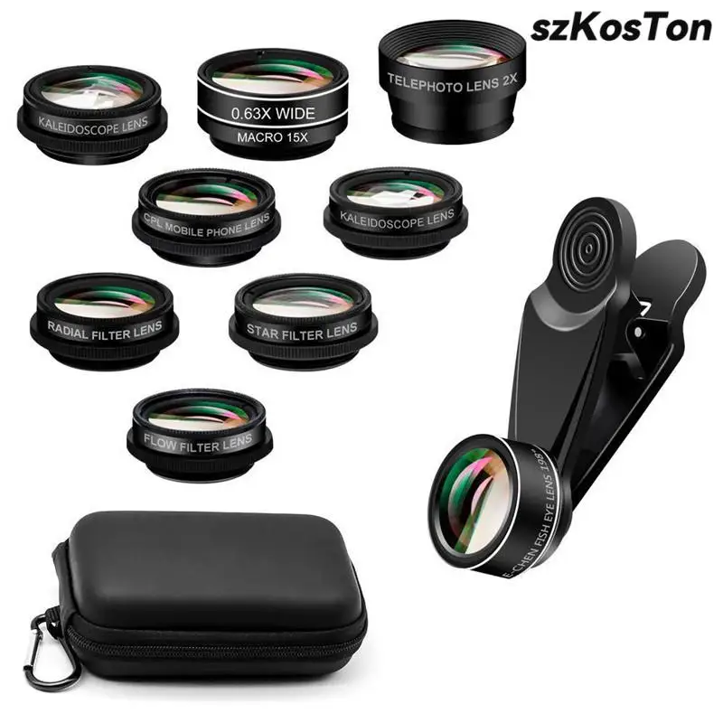 5/7/10 in 1 Fisheye Wide Angle Micro Camera Lens for iPhone Xiaomi Redmi  Zoom Fish Eye Len on Smartphone Lenses With Phone Clip