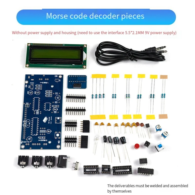 AAAN-DIY CW Trainer Decoder Kit CW декодер Считыватель азбуки Морзе ЖК-дисплей Радиопечатная плата Электронные комплекты для практики сварки