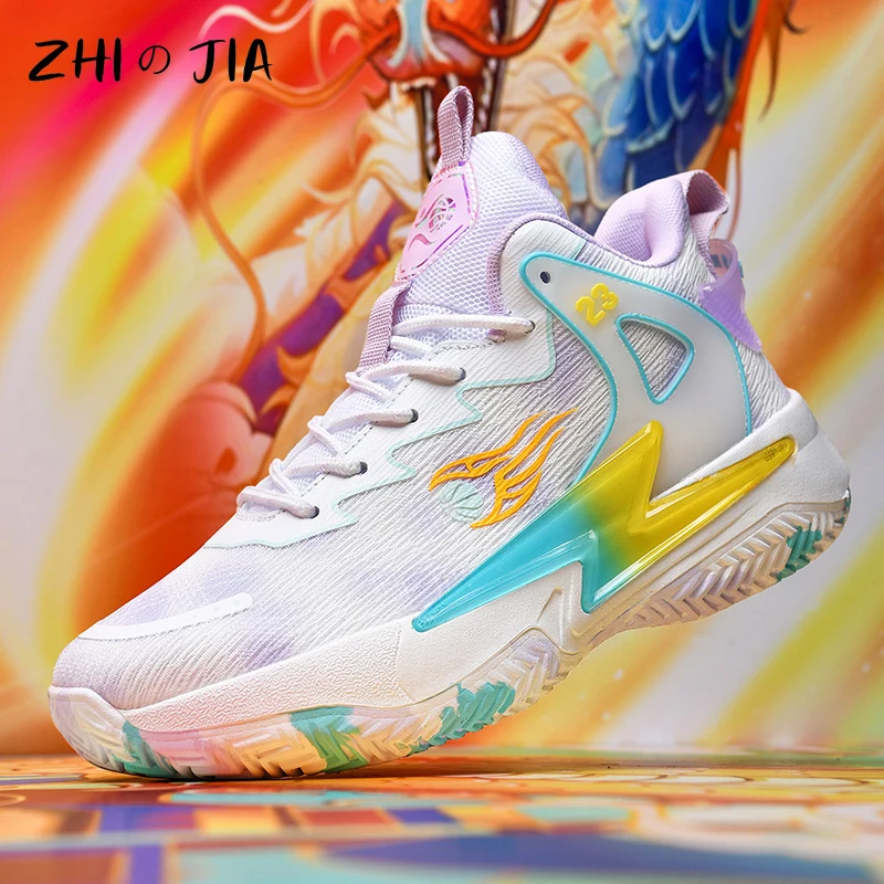 

Практичные баскетбольные кроссовки для пар, весенне-осенние уличные модные кроссовки, молодежные нескользящие прочные туфли большого размера 35-45