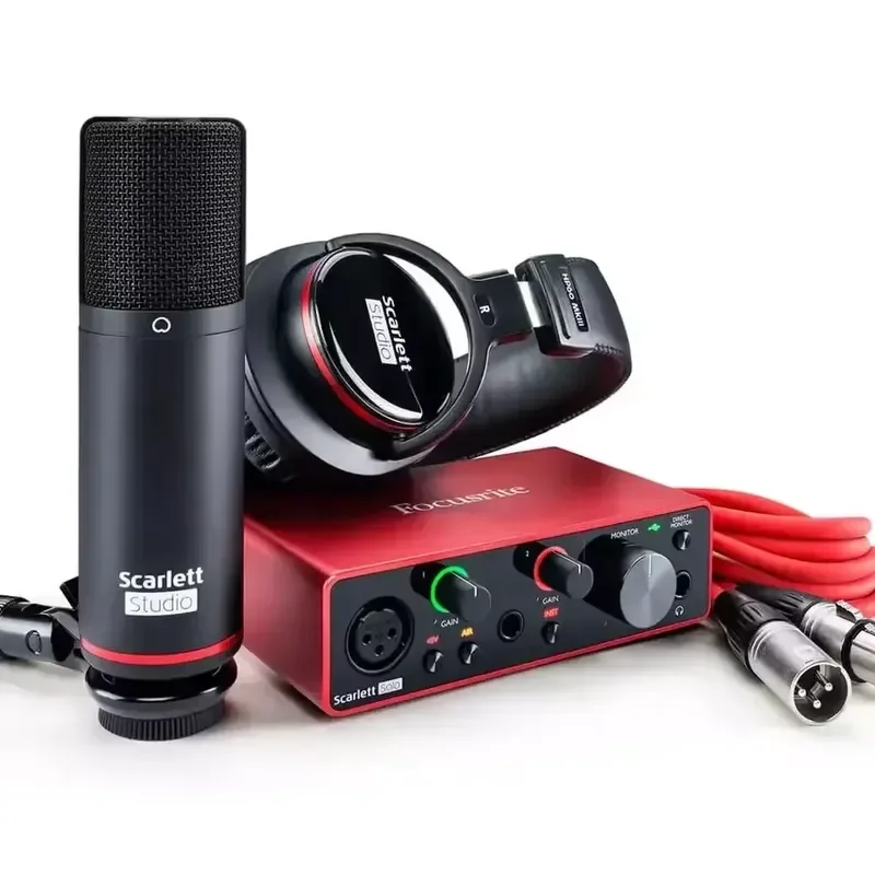 Interfaz de Audio USB Focusrite Scarlett 2i2 Studio de 3.ª Generación y Paquete de Grabación con Pro Tools para la Promoción de Ventas 2025