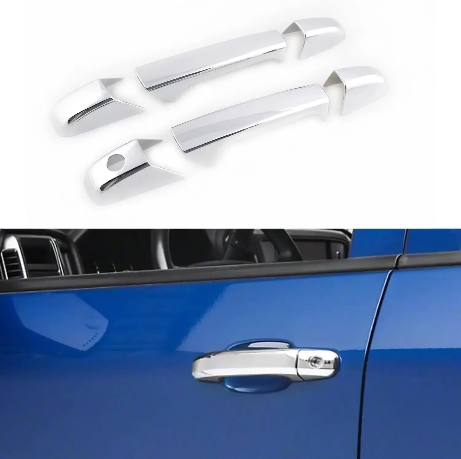 Chrome 2 Door Handle Covers Without Passenger Keyhole for 07-14 Chevy Silverado GMC Sierra 1500 2500HD 3500 HD