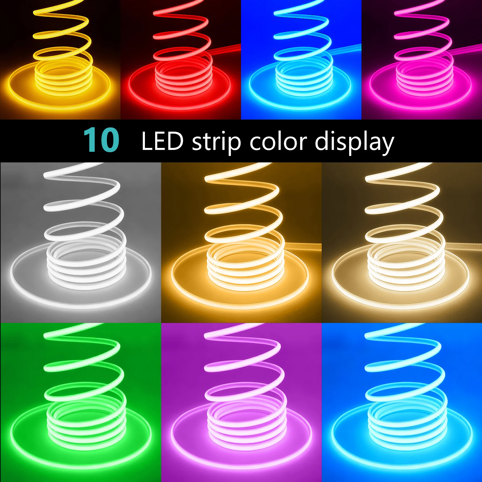 شريط إضاءة LED Cob 220 فولت مقاوم للماء مع مصدر طاقة الاتحاد الأوروبي 288 المصابيح/م دافئ/محايد/أبيض/أحمر/أزرق/أخضر/وردي/أصفر ديكور خارجي
