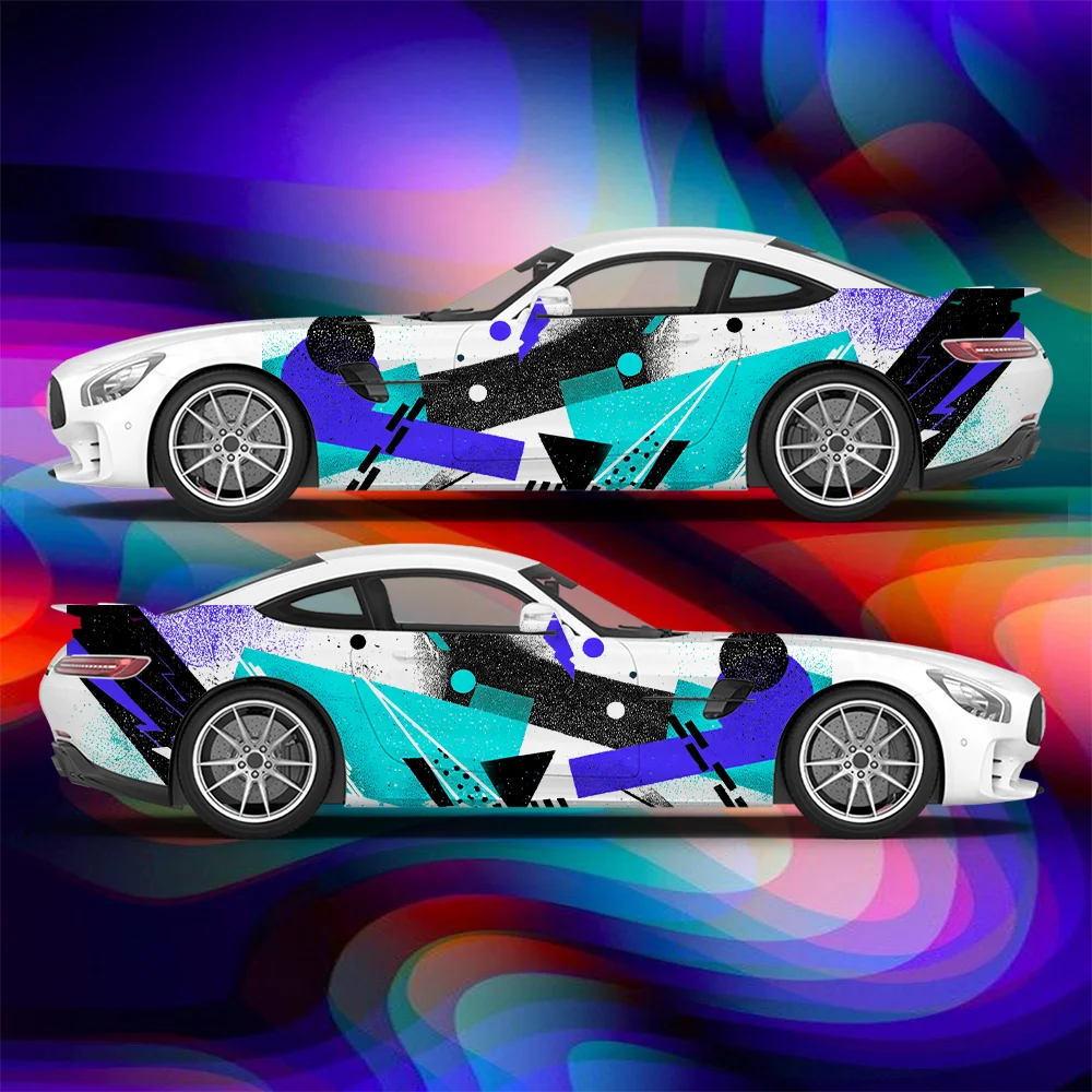 

Colored Geometric Square Lightning Car Vinyl Wraps Decal PVC Anti Scratch Sticker Suitable for Trucks SUV Decor Auto Accessories