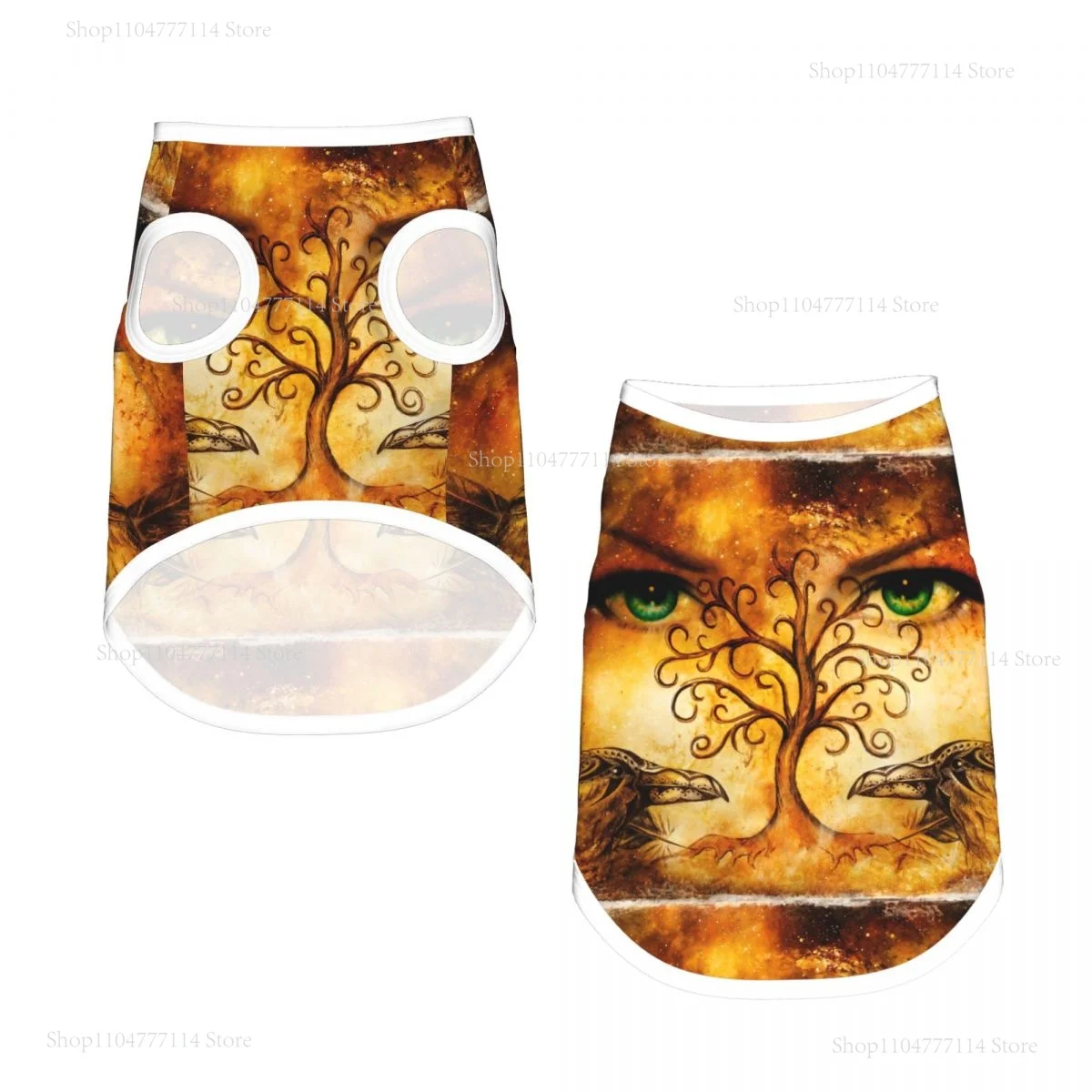 Ropa de verano para perros y gatos, chalecos transpirables, chaleco para cachorros y gatos, Chihuahua Ravens con ojos de árbol de la vida en el horizonte, camisas deportivas de Pug