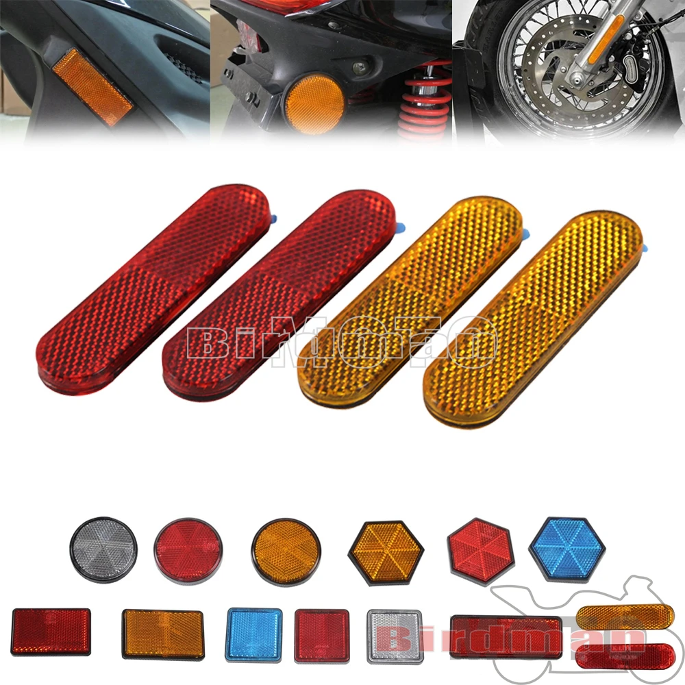 

For Harley Chopper Cafe Racer Custom Motorcycle Red Rectangle Reflectors PMMA Plastic Warning Reflector Bolt On Reflective Plate