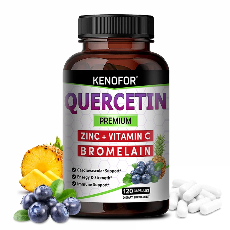 Premium Quercetin High Purity with Bromelain, Zinc, Vitamin C, - Adults Cardiovascular, Respiratory, Energy and Immune Support